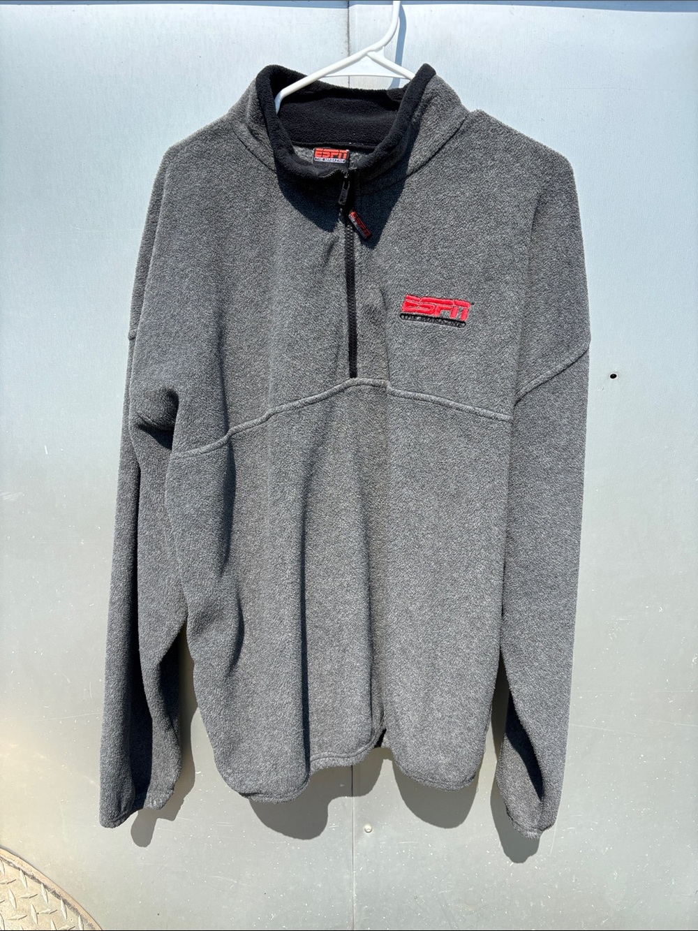 ESPN Men's Charcoal Gray Quarter-Zip Fleece Sweater
